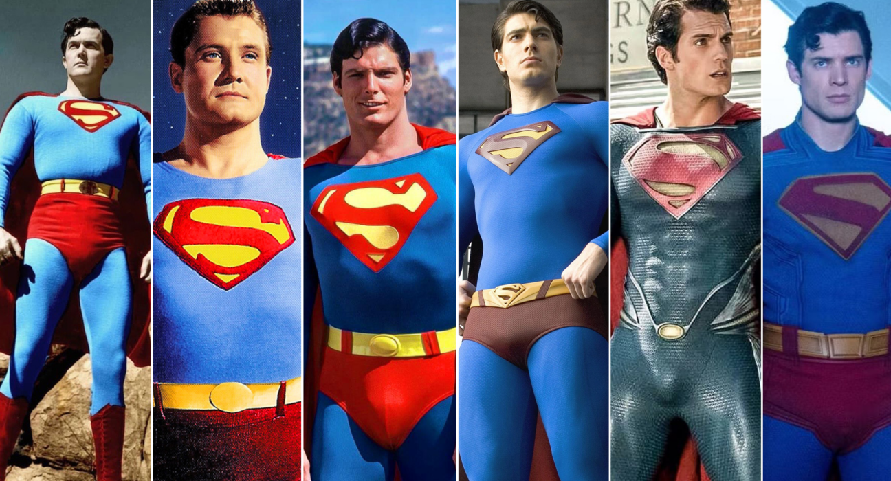 Kirk Alyn, George Reeves, Christopher Reeve, Brandon Routh, Henry Cavill e David Corenswet interpretaram o Superman no cinema