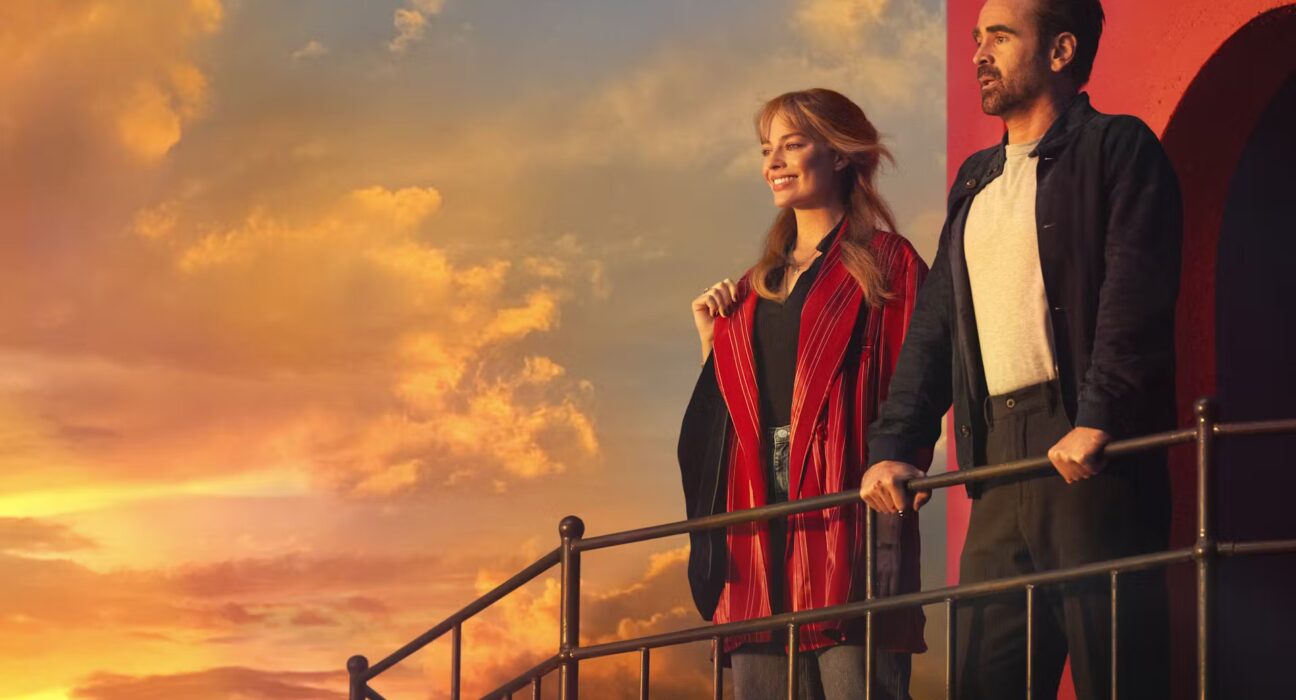 Margot Robbie e Colin Farrell em cena de 'A grande viagem da sua vida'